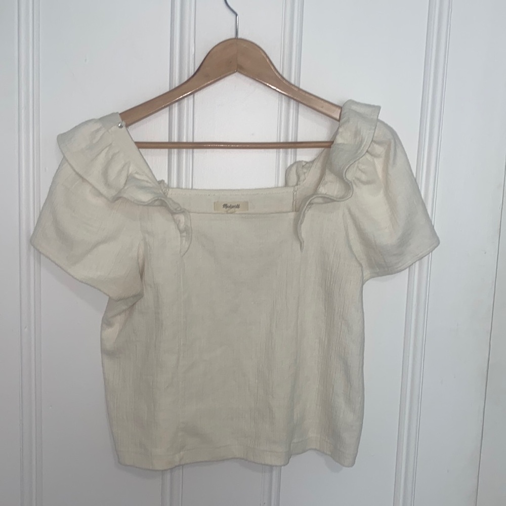Madewell Crosshatch Ruffled Top